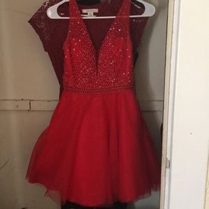 Red beaded homecoming dress